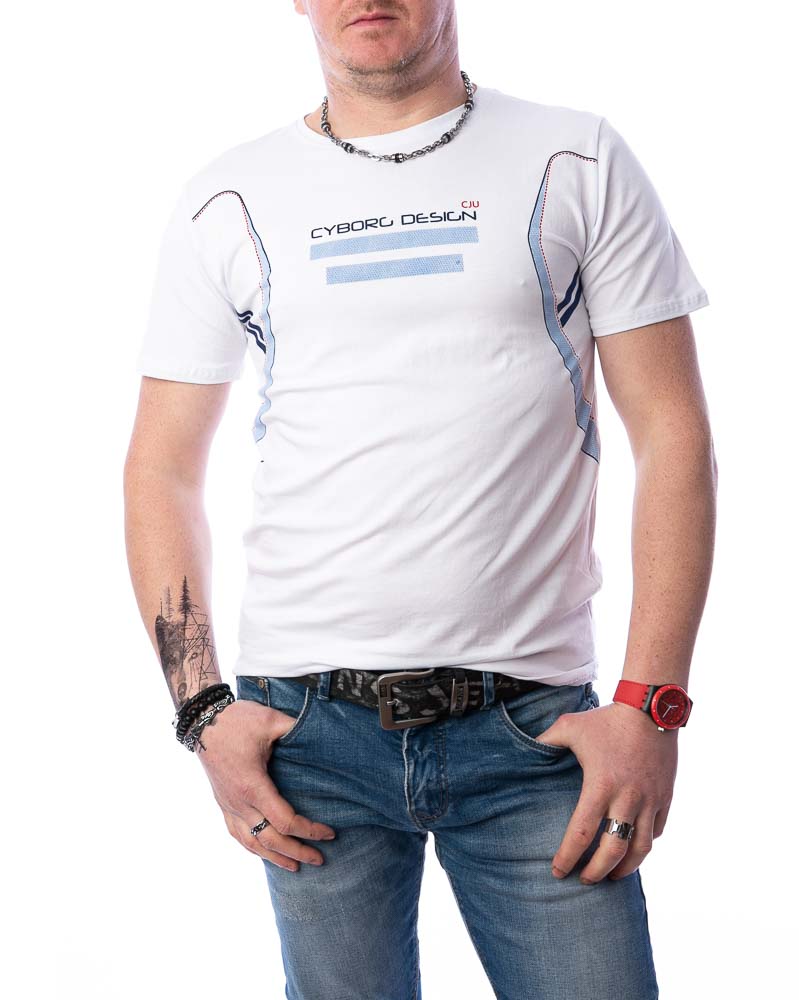 Pánske tričko CYBORG DESIGN - biele