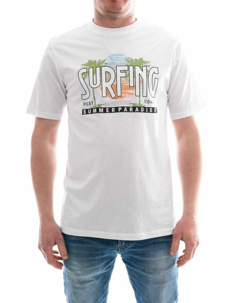 Pánske tričko SURFING SUMMER PARADISE - biele