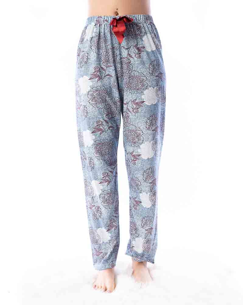 Pyžamové nohavice FLOWERS - modré