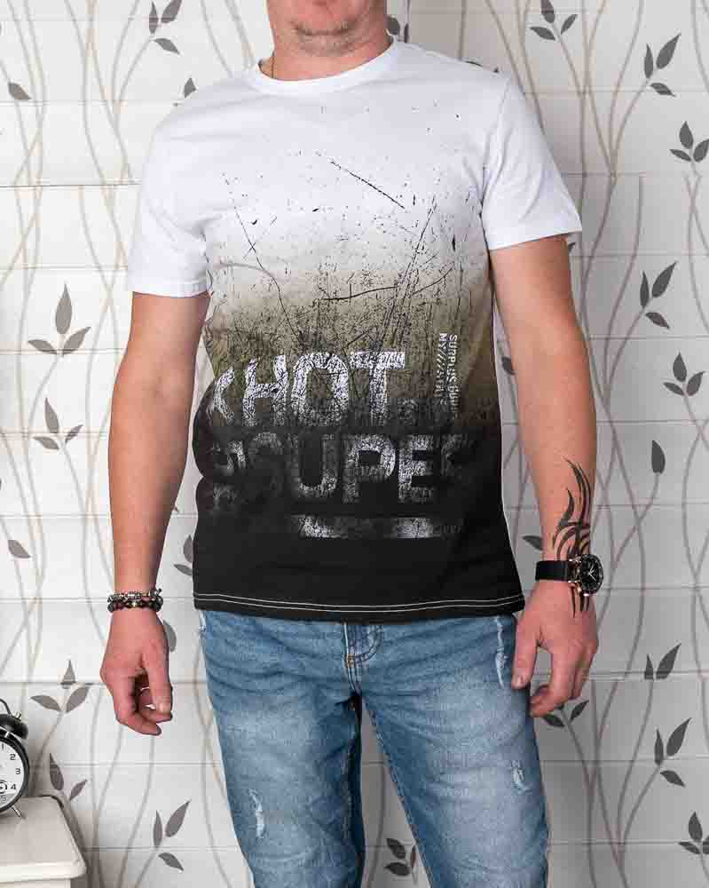Pánske tričko HOT SUPER - biele/čierne